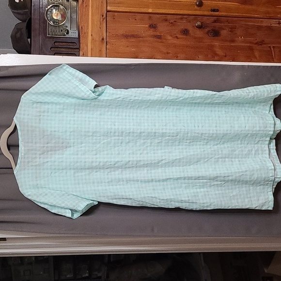 Elegant Emily Womens Robe Mint White Embroidered Flowers Snaps Pockets 2X *READ* - Picture 6 of 8